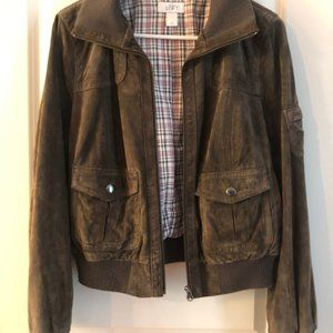 Grey suede bomber jacket, The Loft, Medium